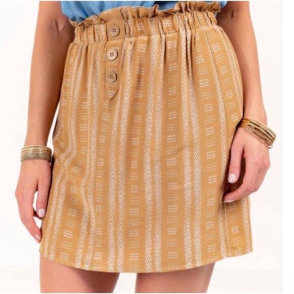 Harper Heritage francesca's Goldenrod Southwest Paperbag Waist Mini Skirt Medium - Picture 1 of 11